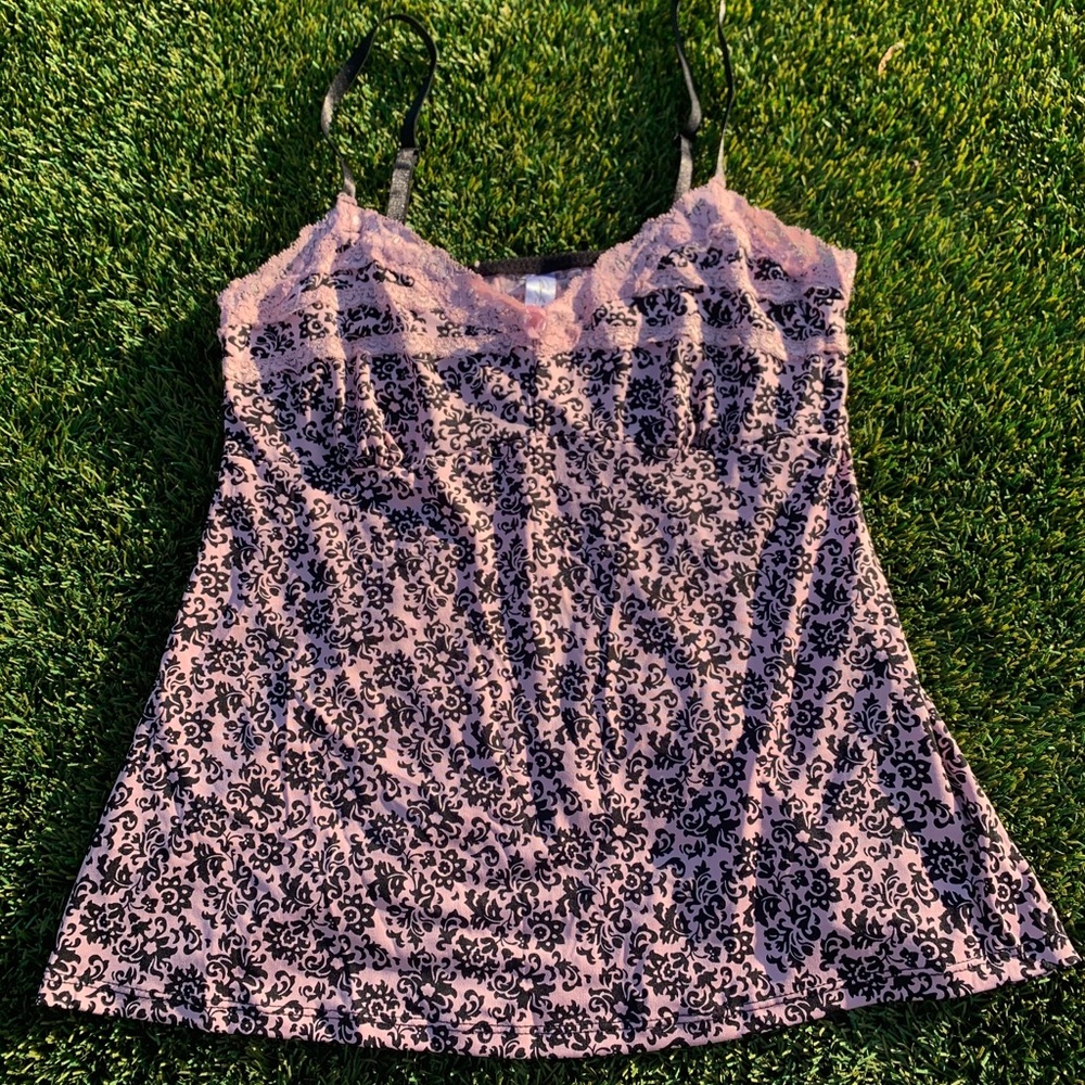 Black and Pink Lace Y2k Cami